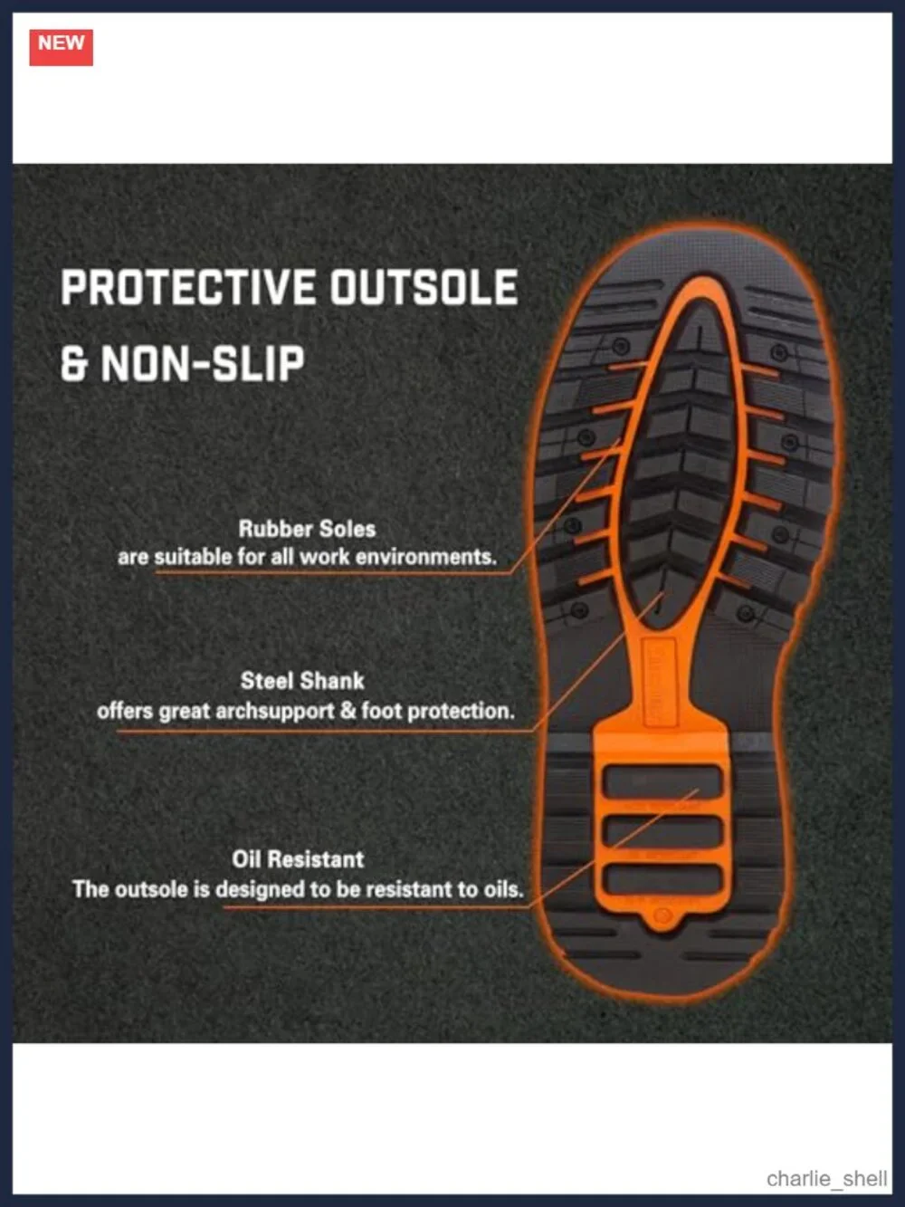 GIEESHIELD Men's Rubber Work Boots Steel Toe & Shank Waterproof Anti-Slip 6mm